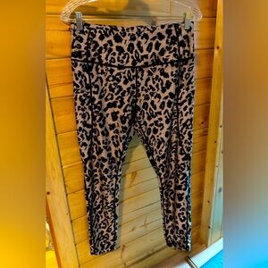 Mix No. 6 Leopard Print Leggings - Black and Tan - Womens size L
